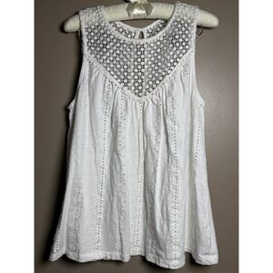 Lilly Pulitzer Aberdeen Eyelet Tank Top White Embroidered 005659 Womens Size M